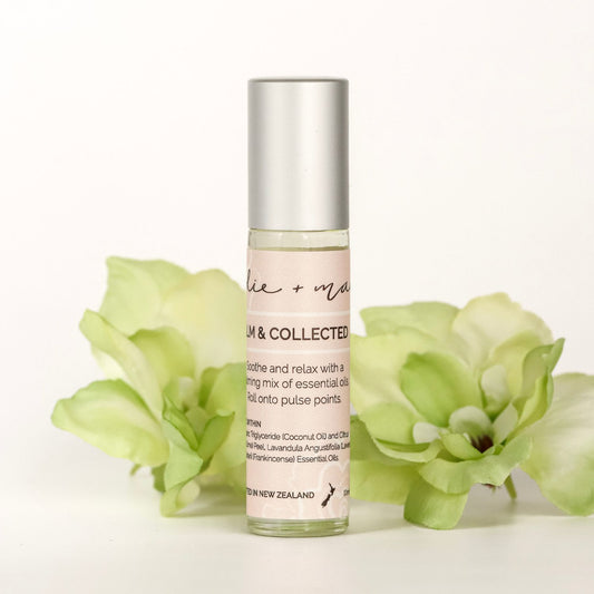 Indie + Mae | Aromatherapy with green flowers on a white background