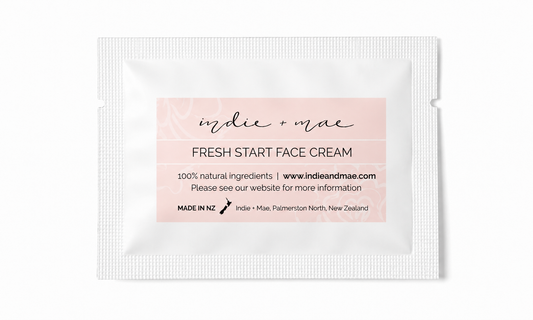 Indie + Mae Fresh Start Face Cream packaging on a white background