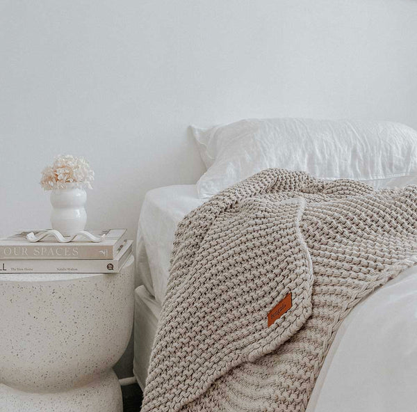 Natural Oatmeal knitted Throw