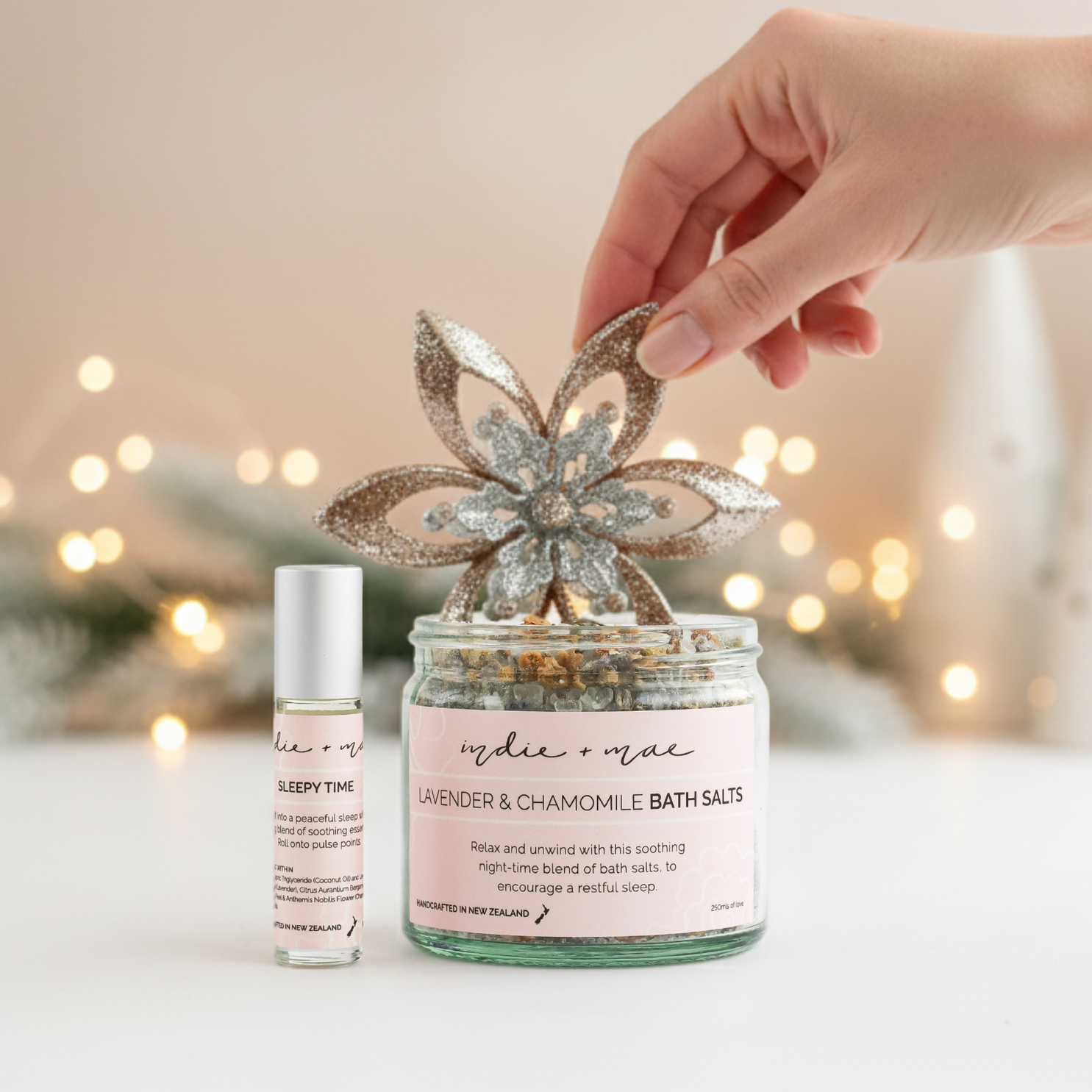 Gift Set Including Bath Salts & Aromatherapy Roller