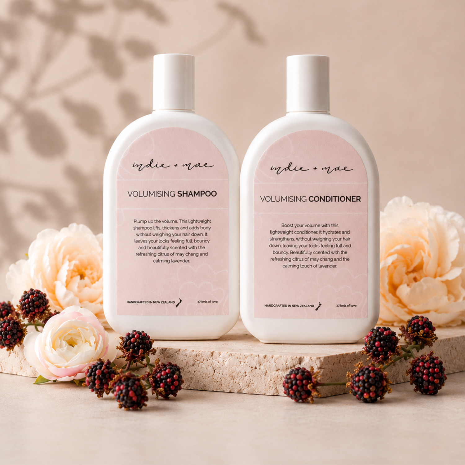 Indie + Mae Volumising Duo with shampoo and conditioner, alternative product view
